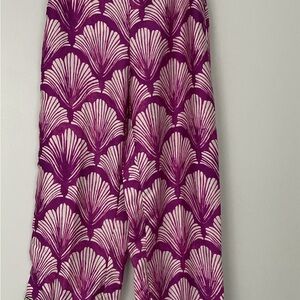 zara wide leg shell pattern purple & green  pant medium